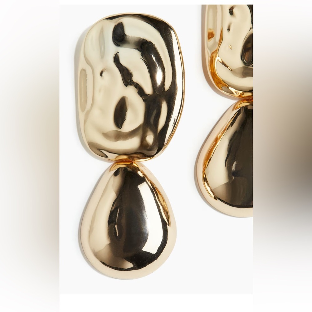 H&M Shiny Gold Drop Earrings New - Picture 3 of 7